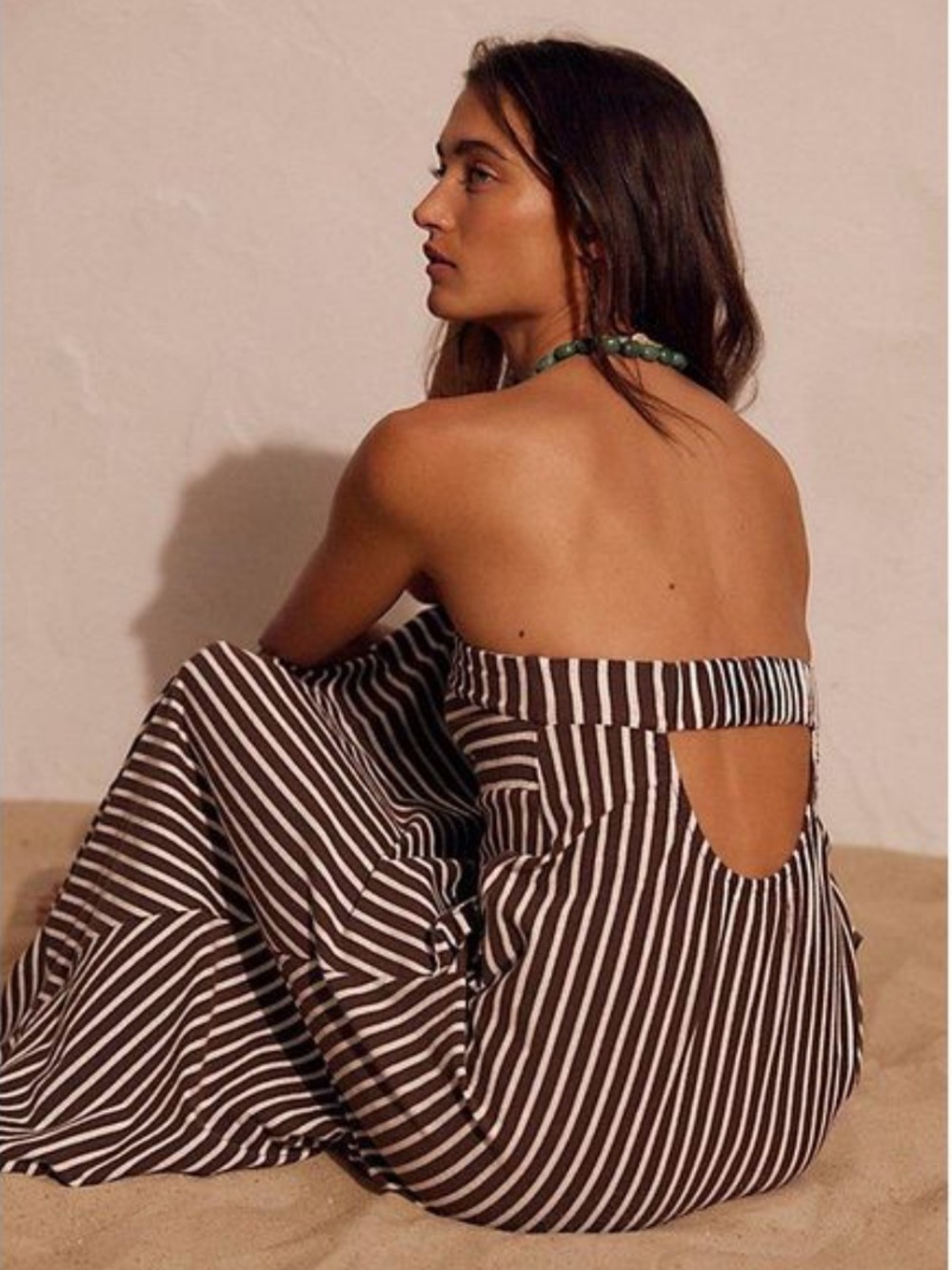 Sadie Striped Midi Dress by free-est at Free People 
Coconut Milk Combo Brown L - Picture 4 of 12